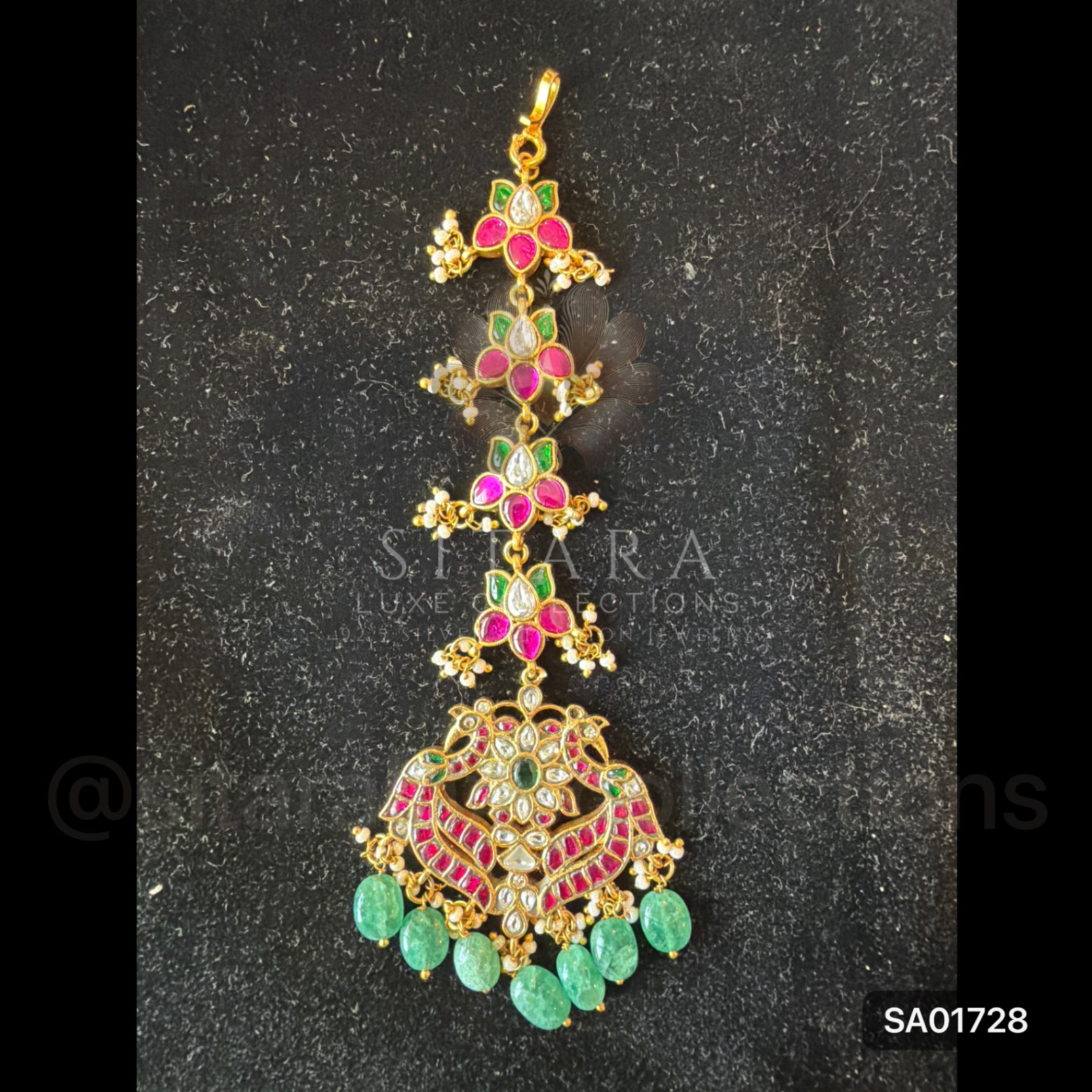 Bridal Lotus Peacock Maang Tikka