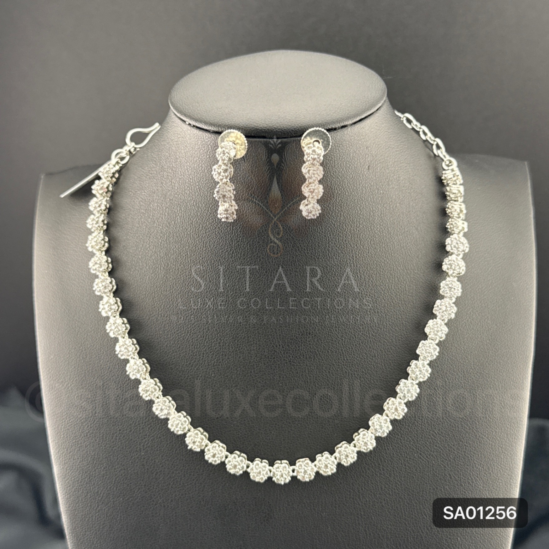 White Polish CZ Necklace Set