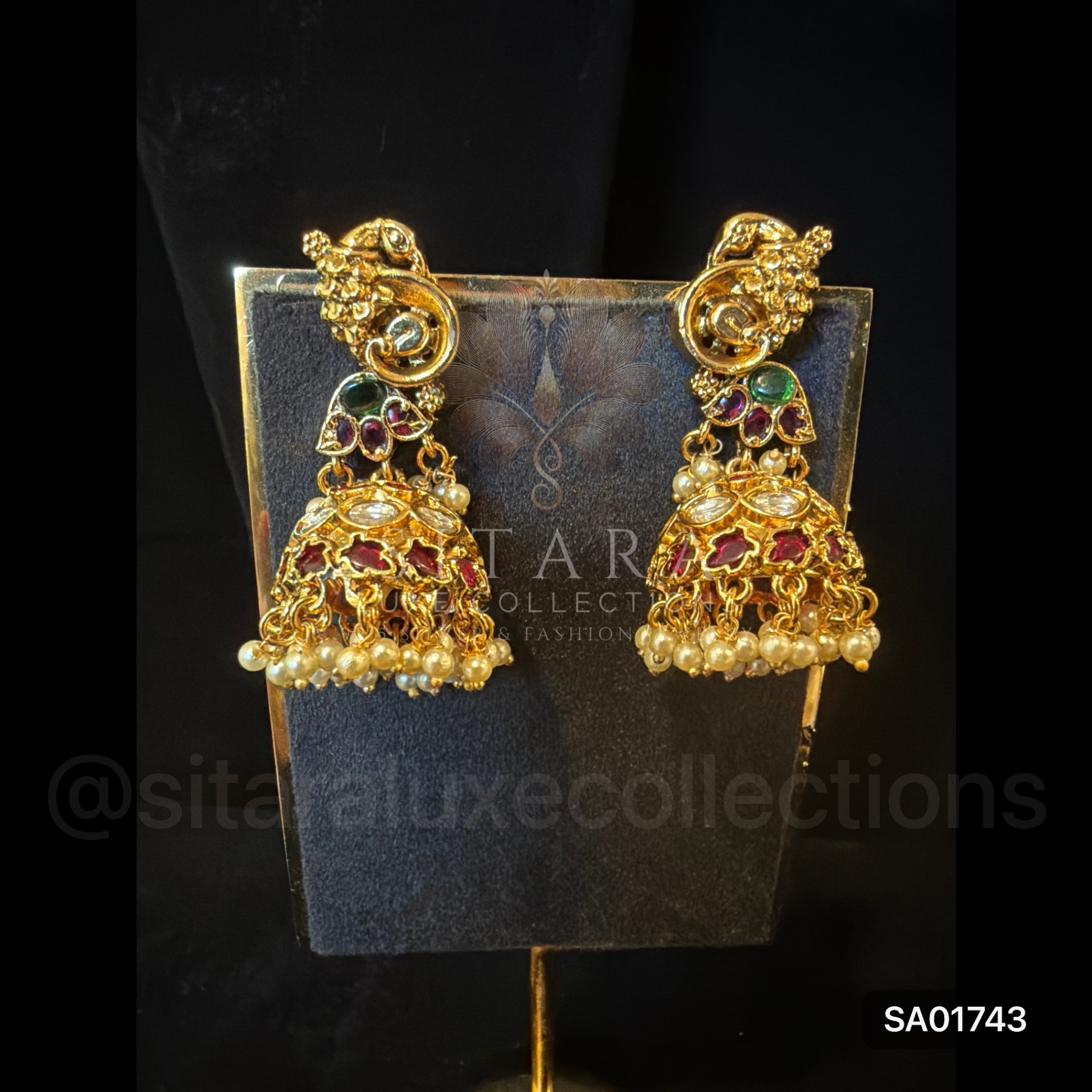 Peacock Kundan Jhumka