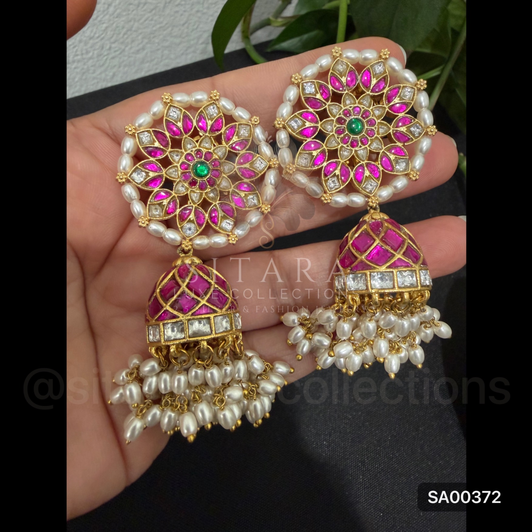 Rice Pearl Big Jhumka