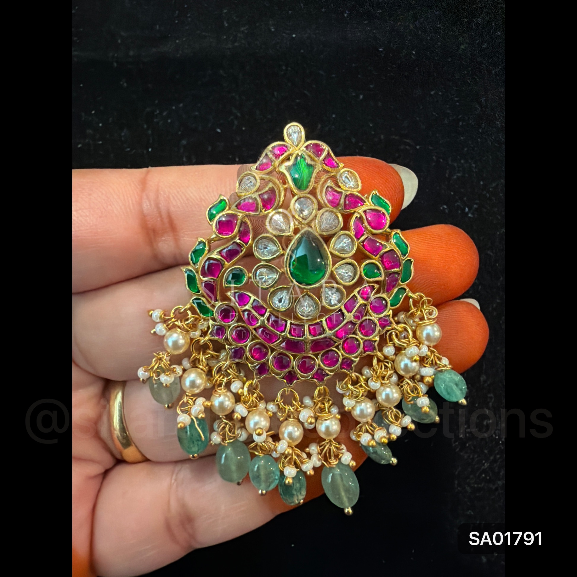 Peacock Drop Shape Jadau Kundan Pendant