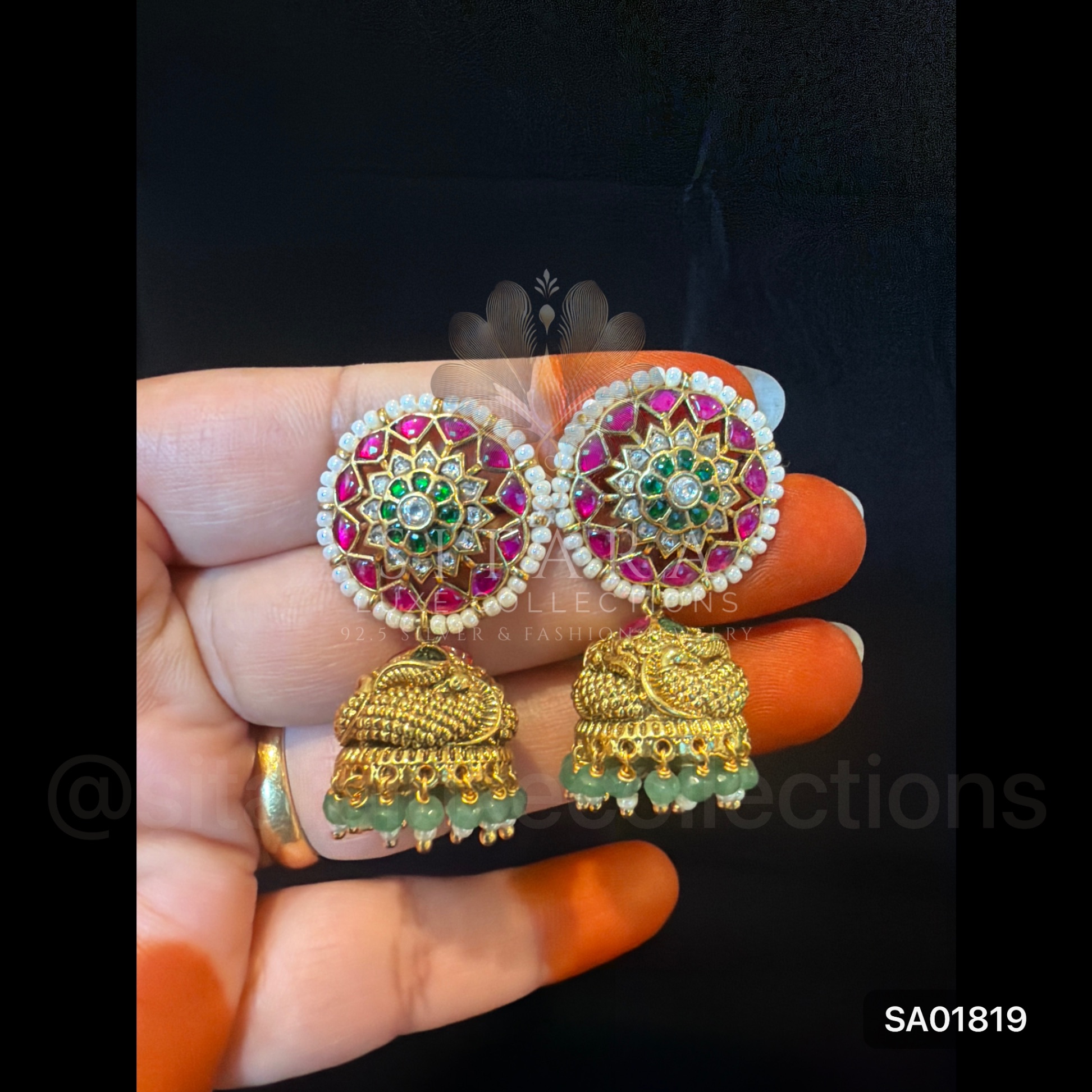 Jadau Kundan Stud Jhumka