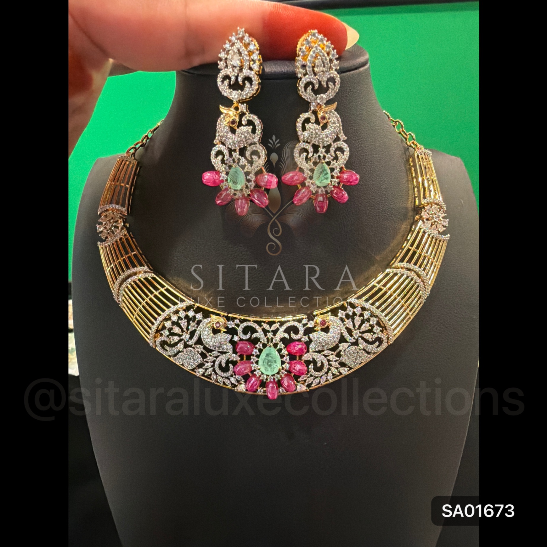 Kante Style Peacock Necklace Set