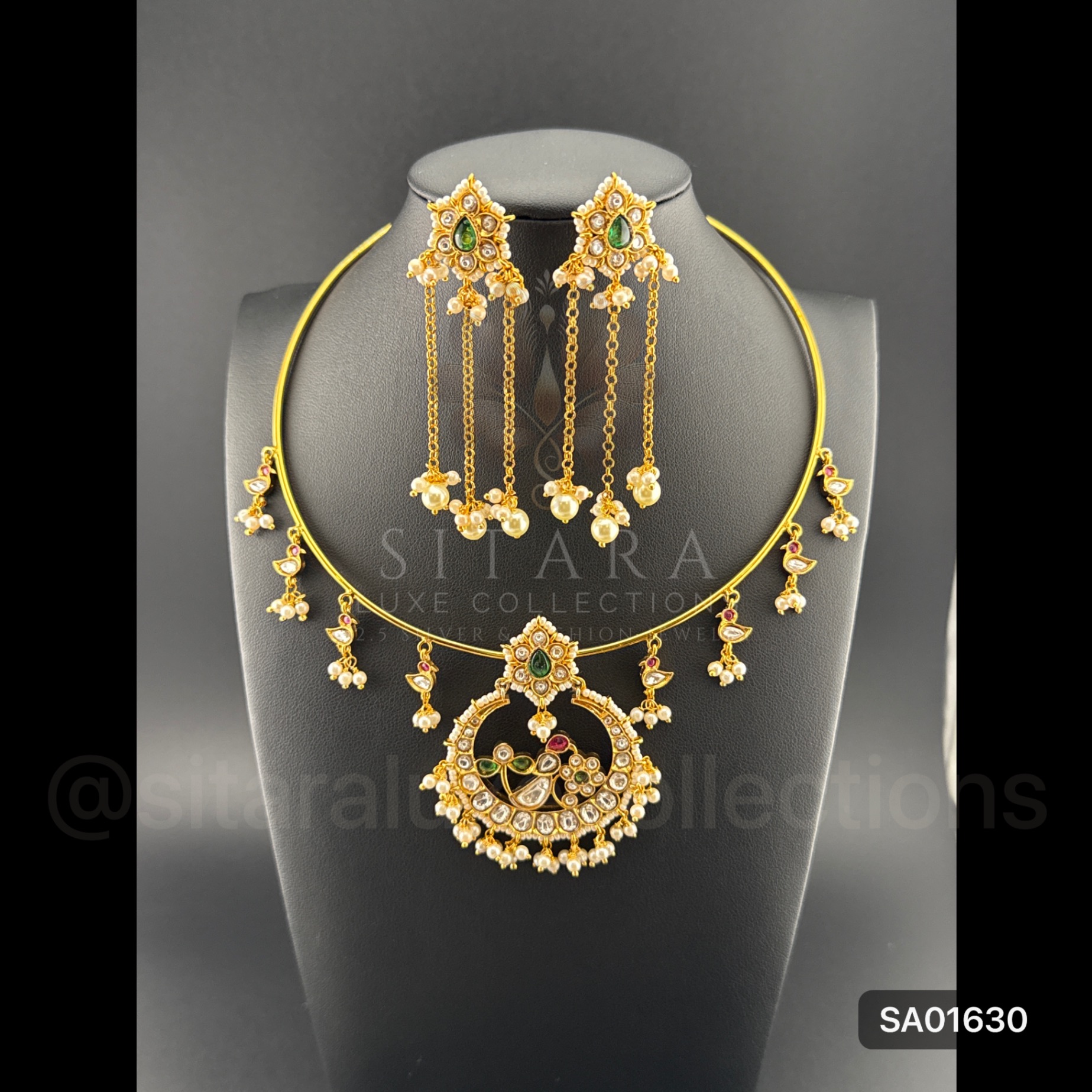 Pachi Kundan Hasli With Ear-rings