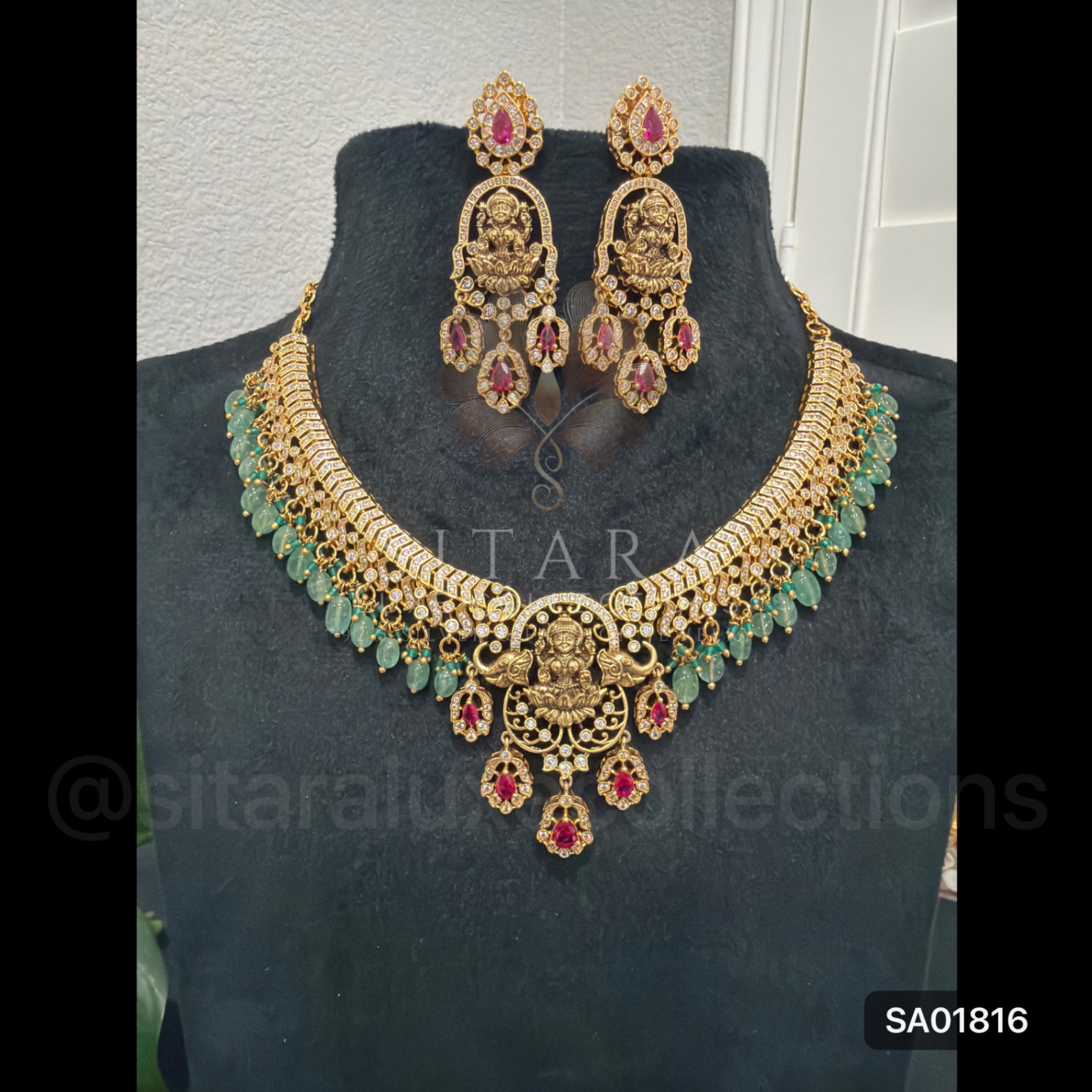 CZ Lakshmi Tusi Necklace Set