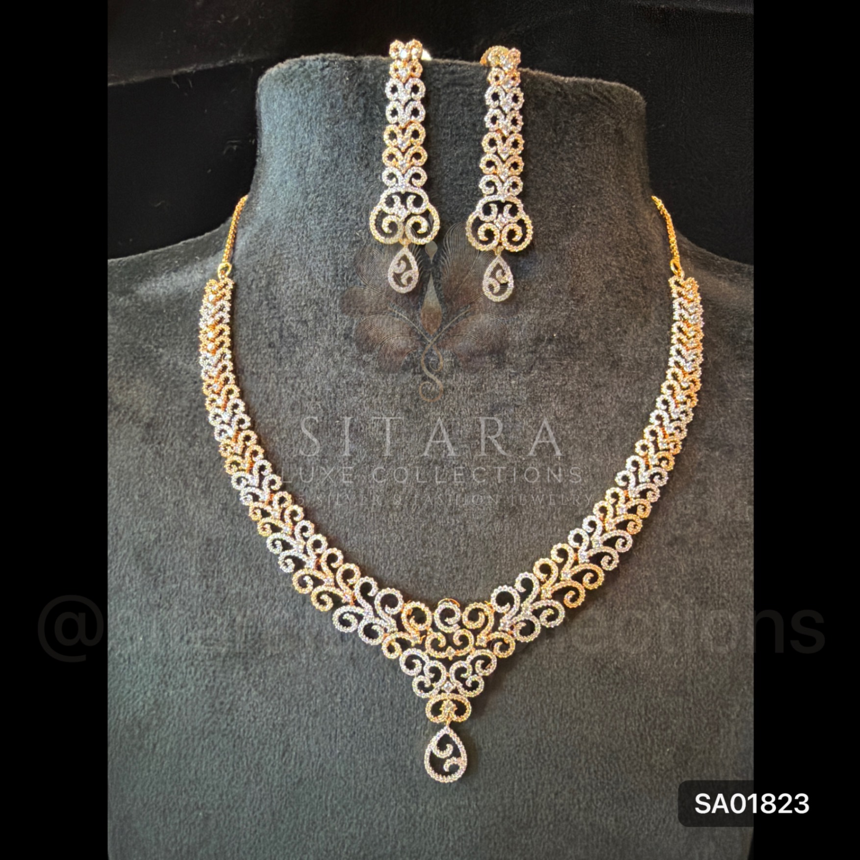 2 Tone Dainty CZ Set