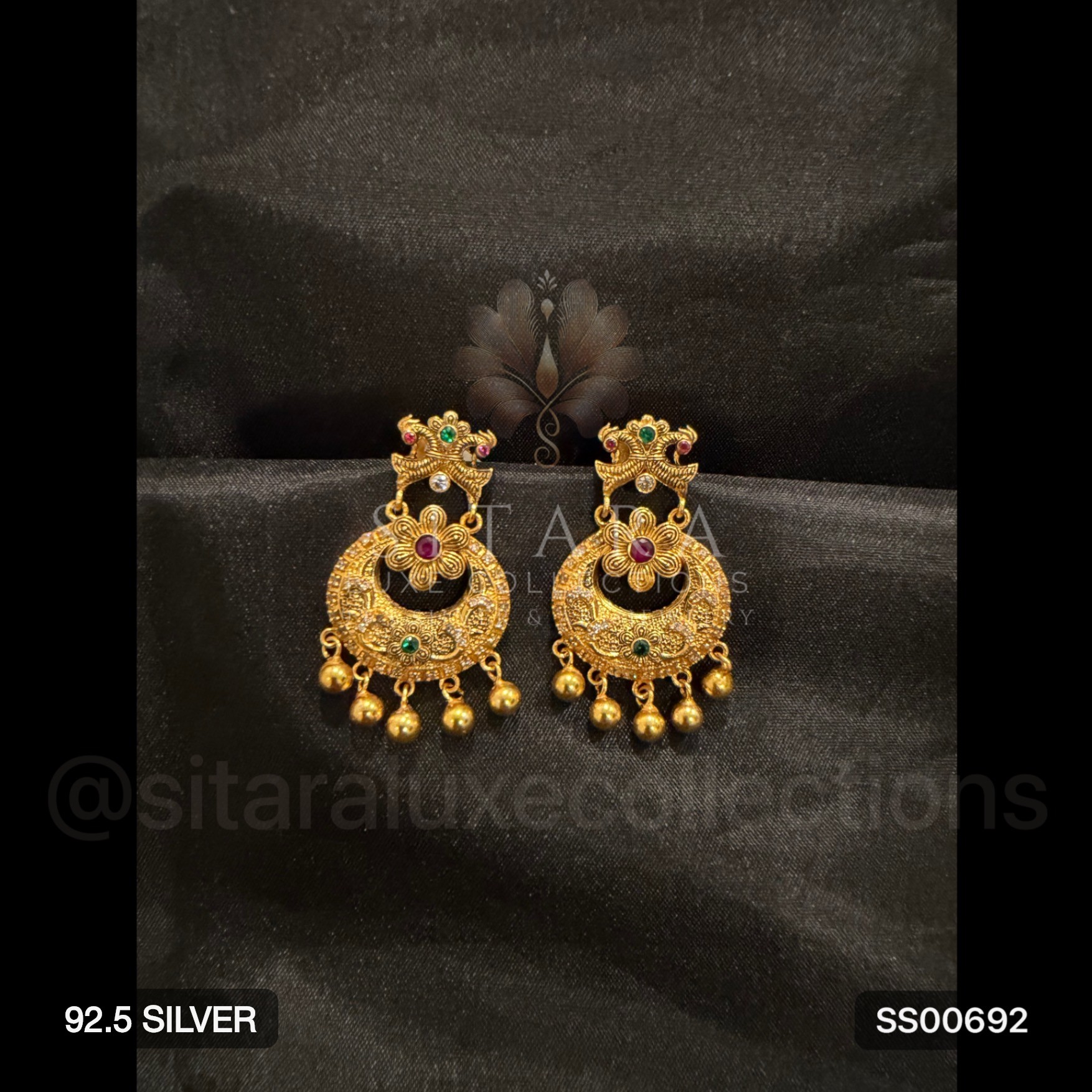 Flower Chandbalis with gold ball droppings