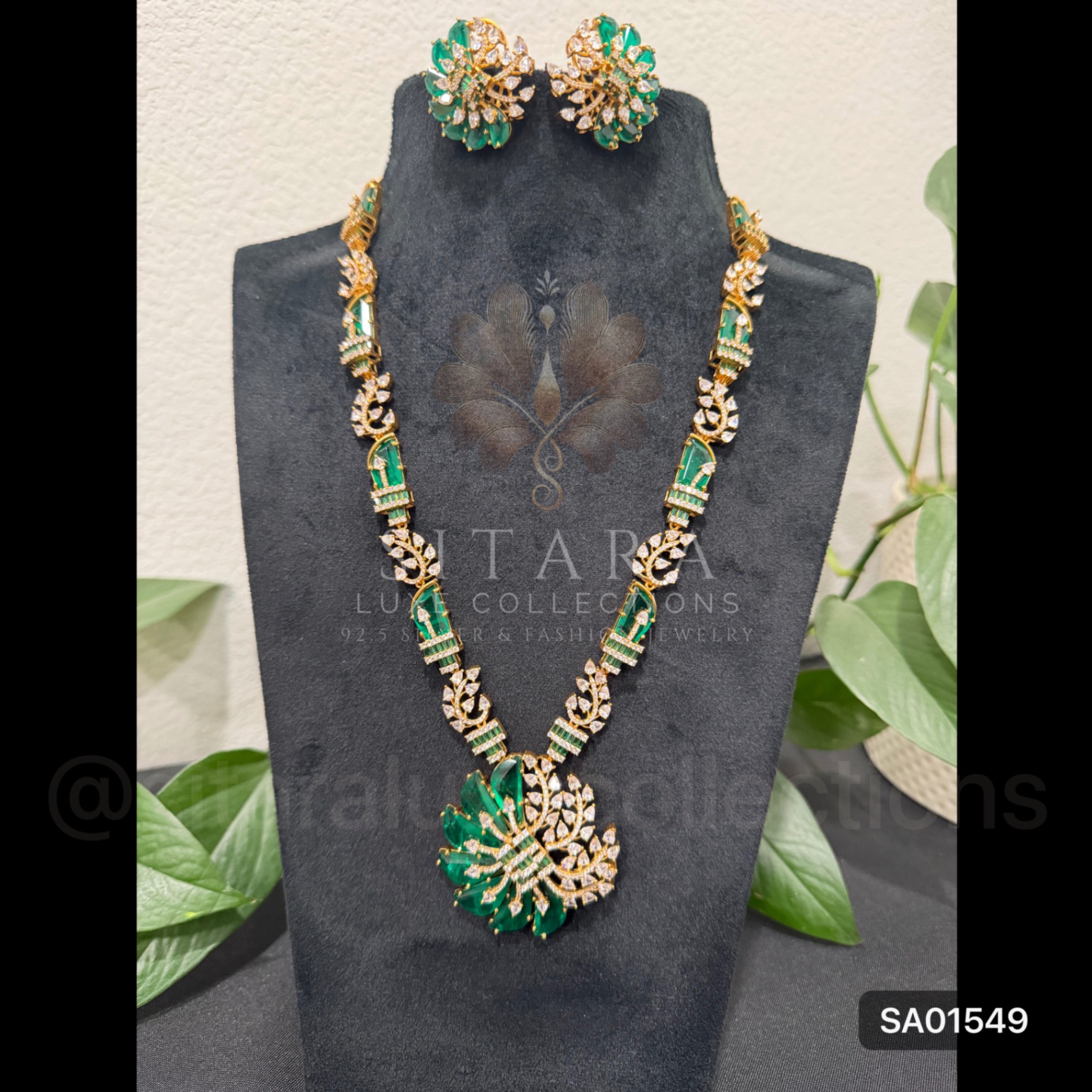 Green Flower Moissanite Doublet Haaram