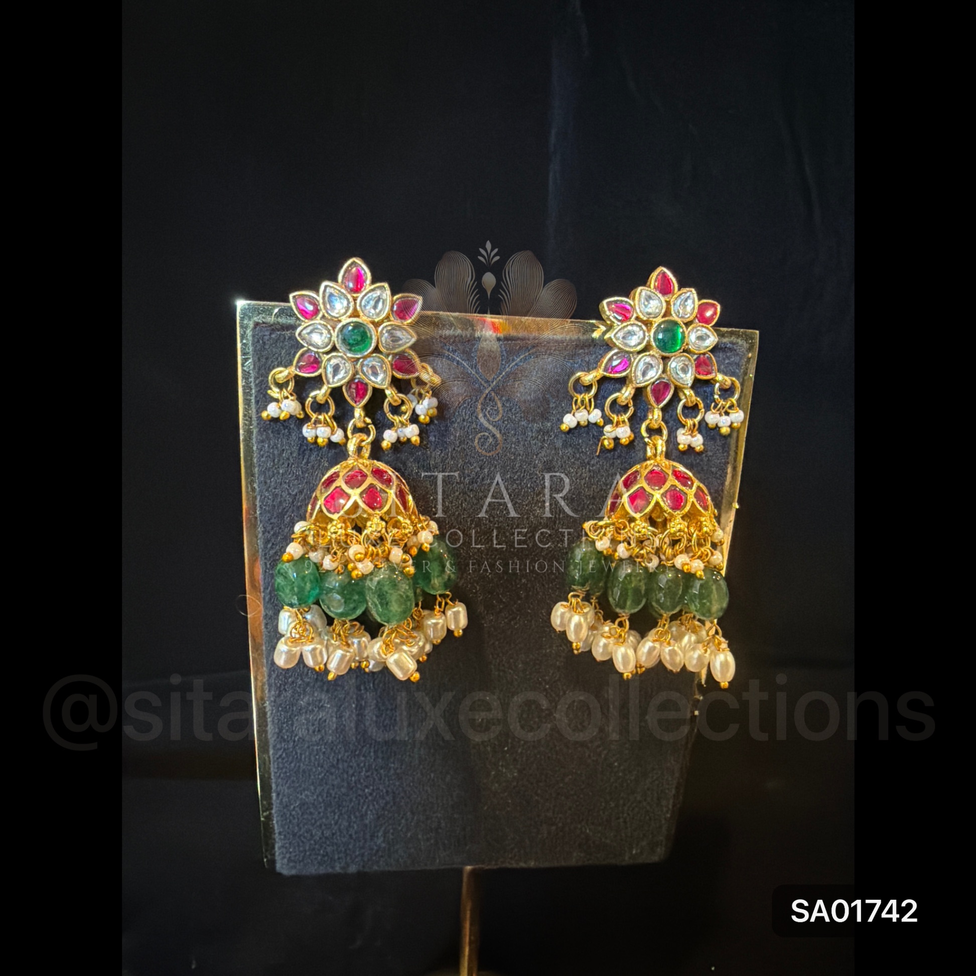 Jadau Kundan Flower Jhumka