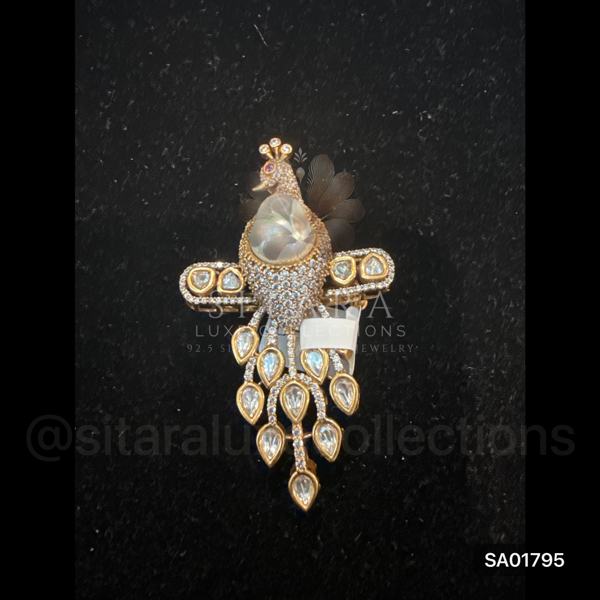 White Peacock Brooch