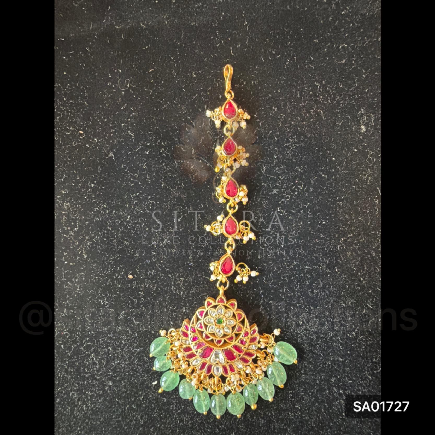 Jadau Kundan Flower Maang Tikka