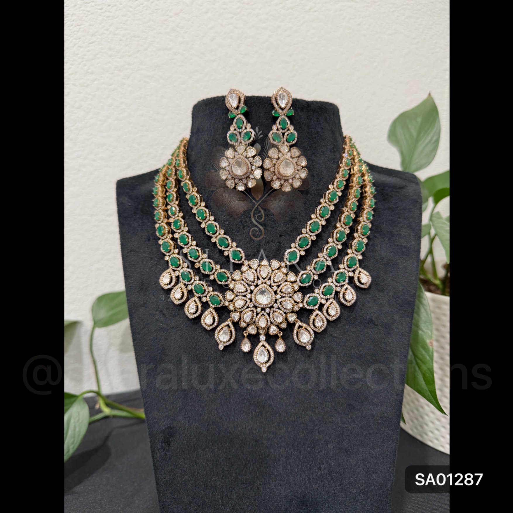 3 Layer Green Moissanite Neckset