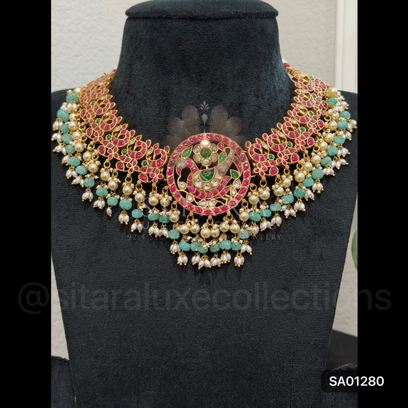 Peacock Jadau Kundan Short Necklace