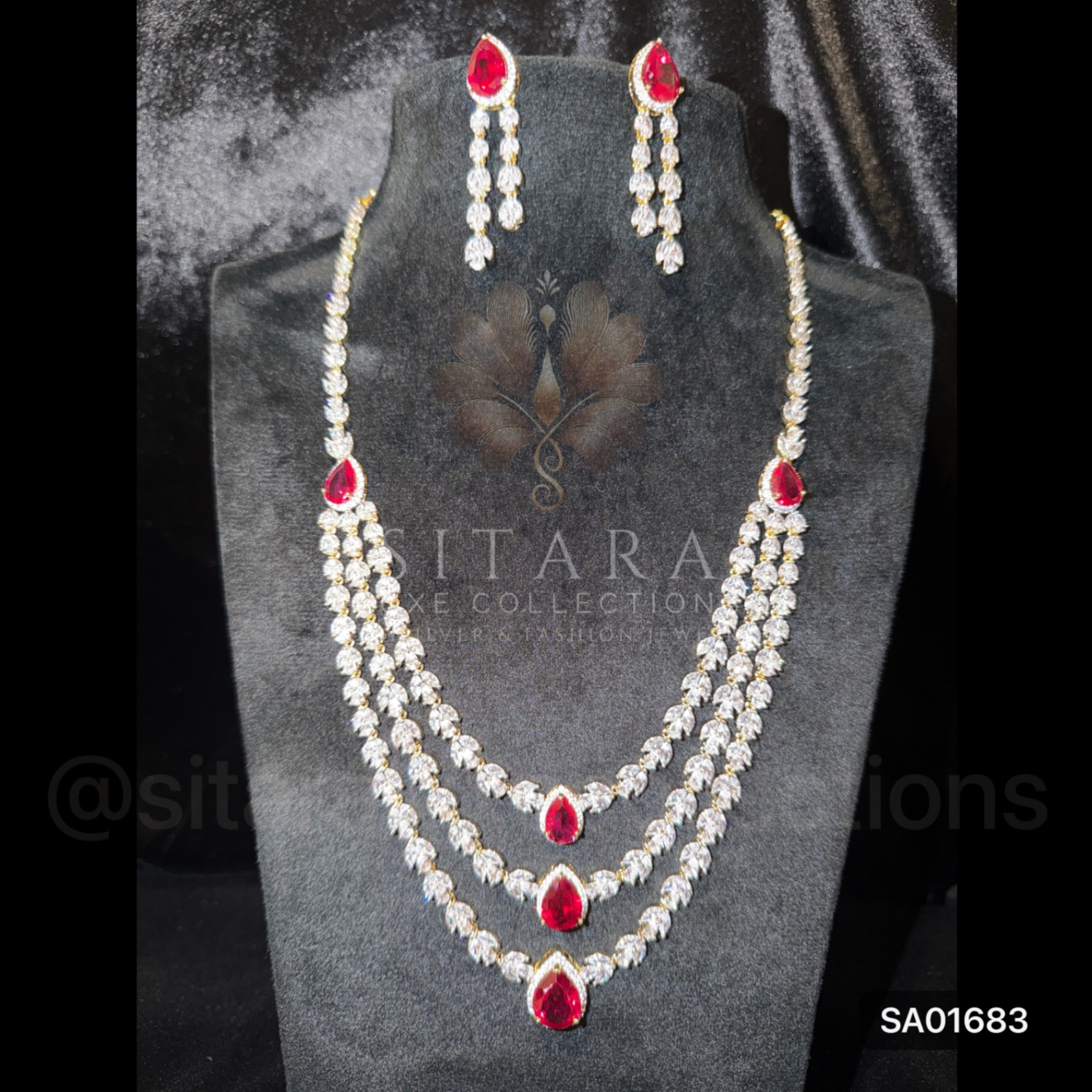 Ruby/Emerald 3 Layer CZ Haaram