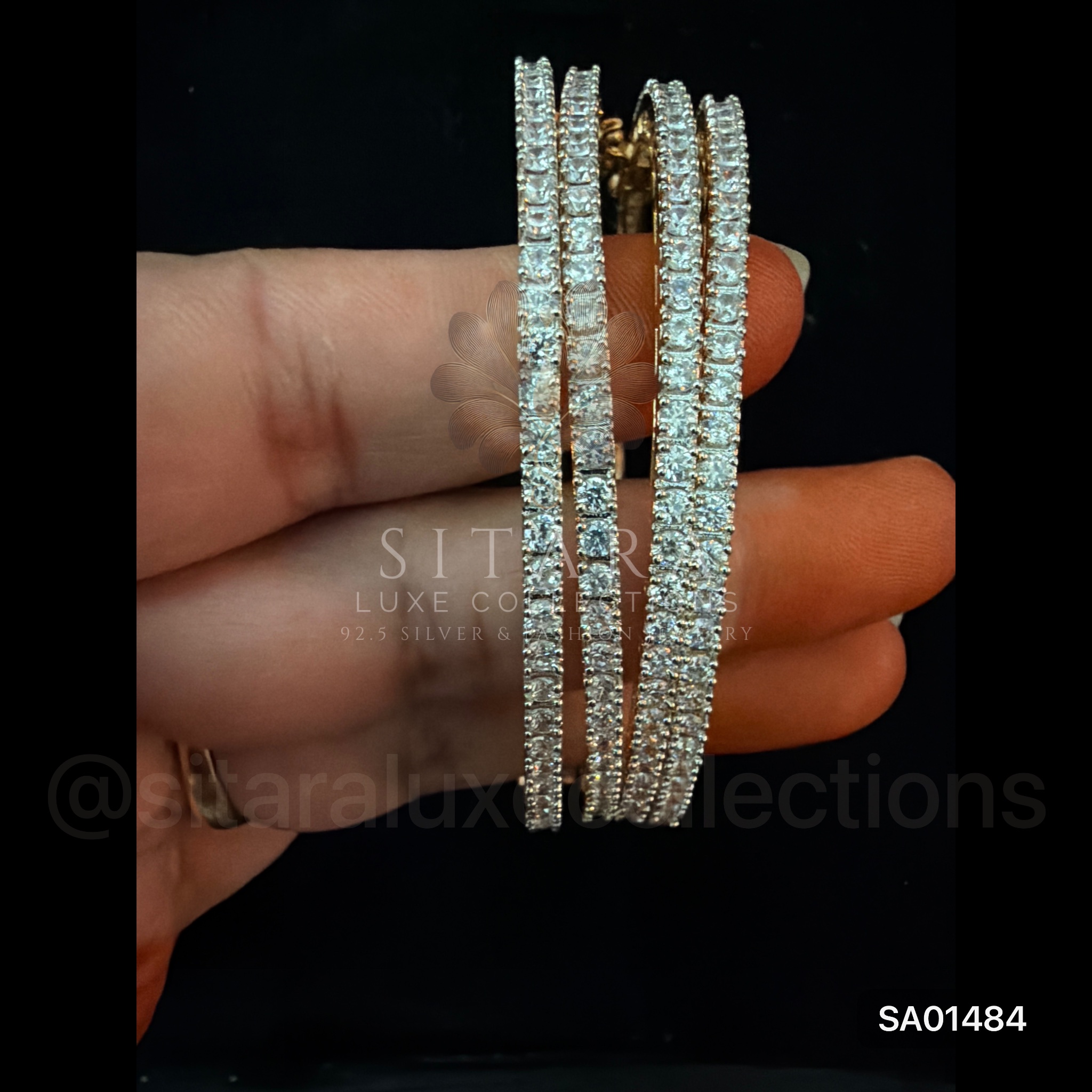 Openable Set Of 4 CZ Bangles