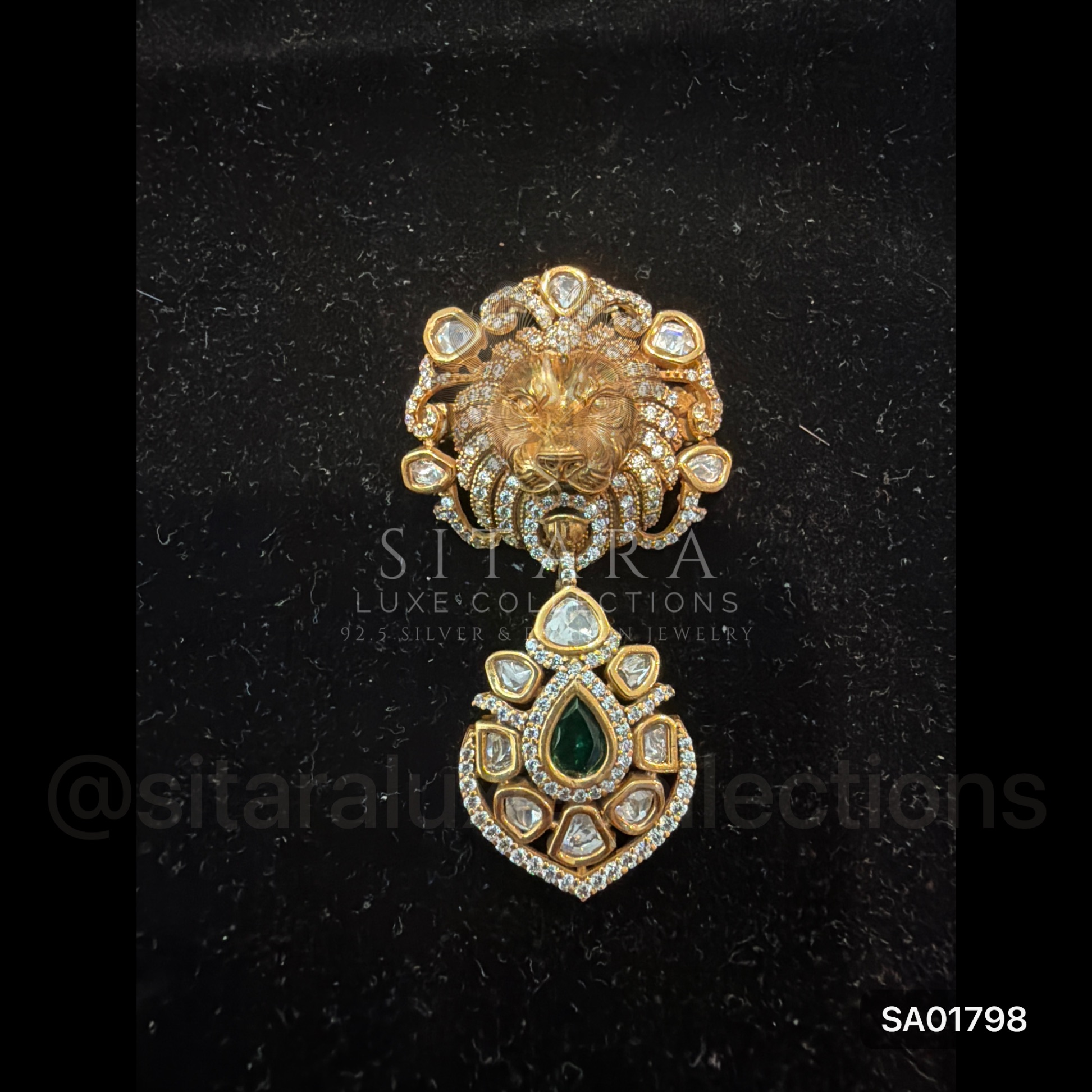 Lion Moissanite Brooch