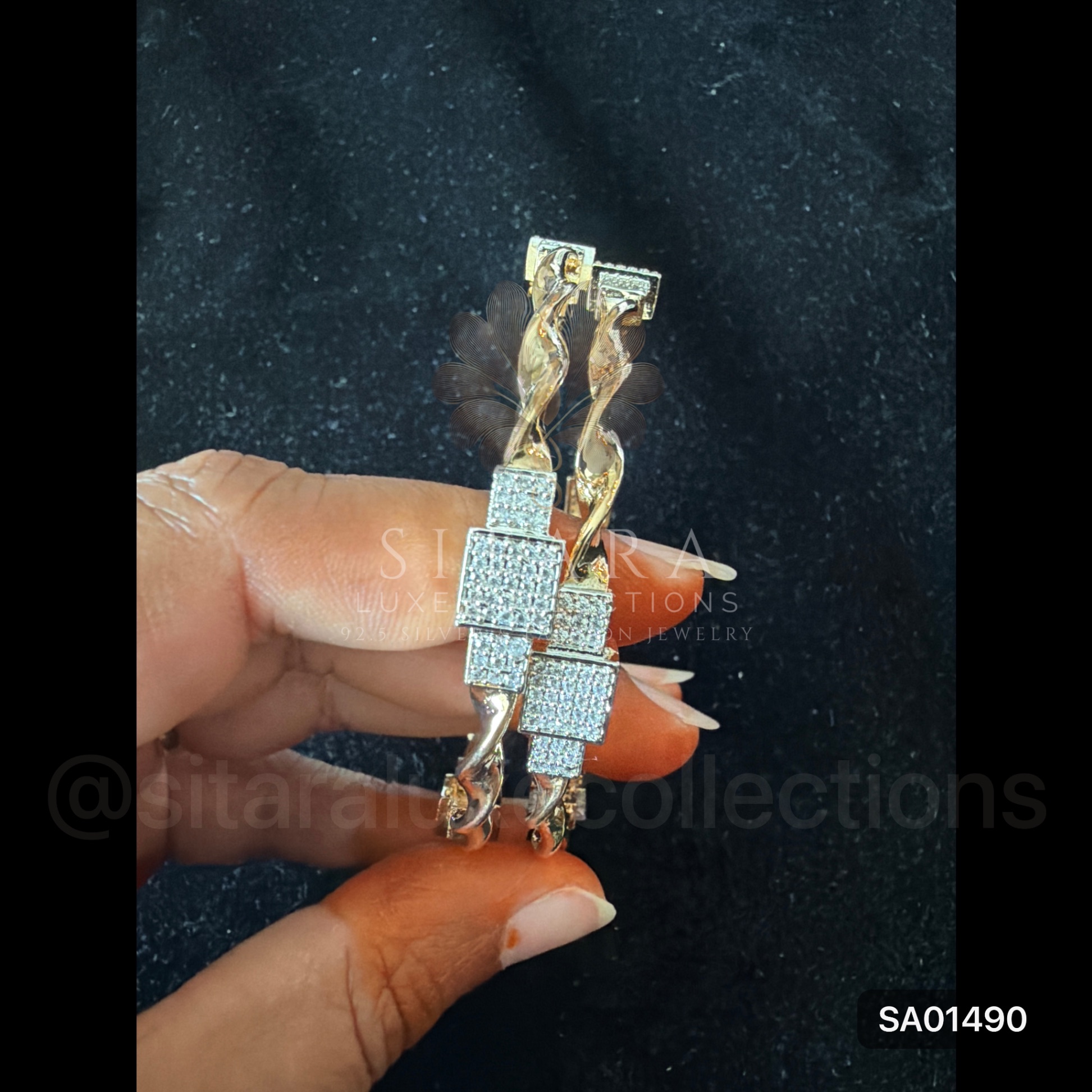 Plus Sign Twisted CZ Bangle