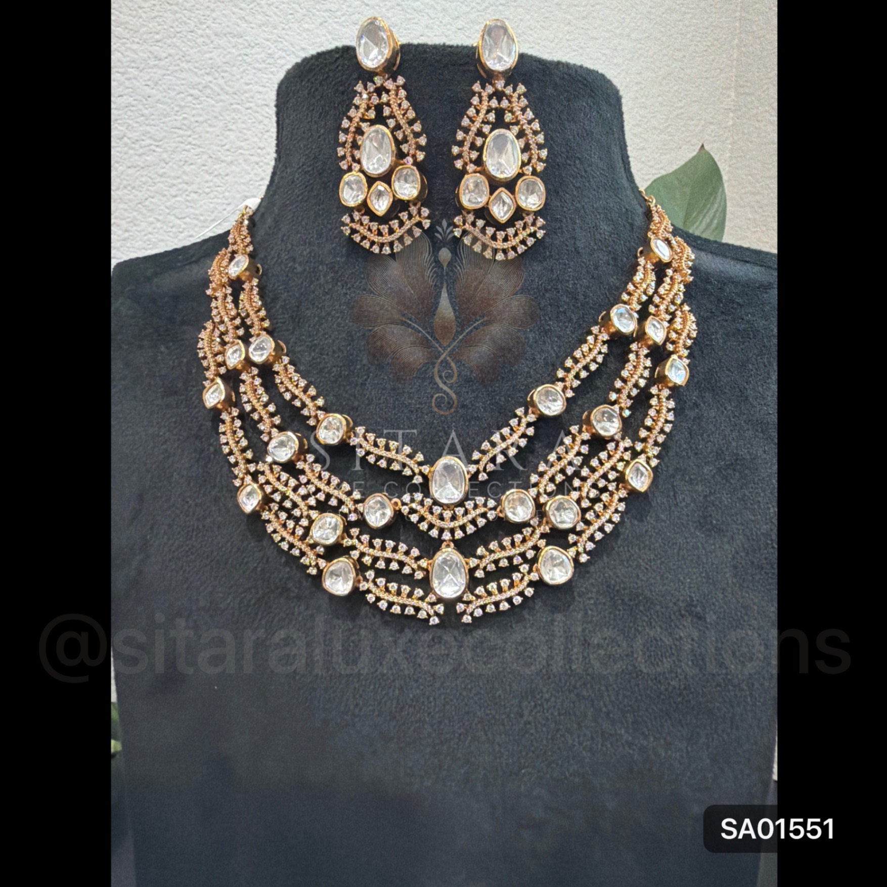 Moissanite 3 Layers Oval Full White Necklace Set