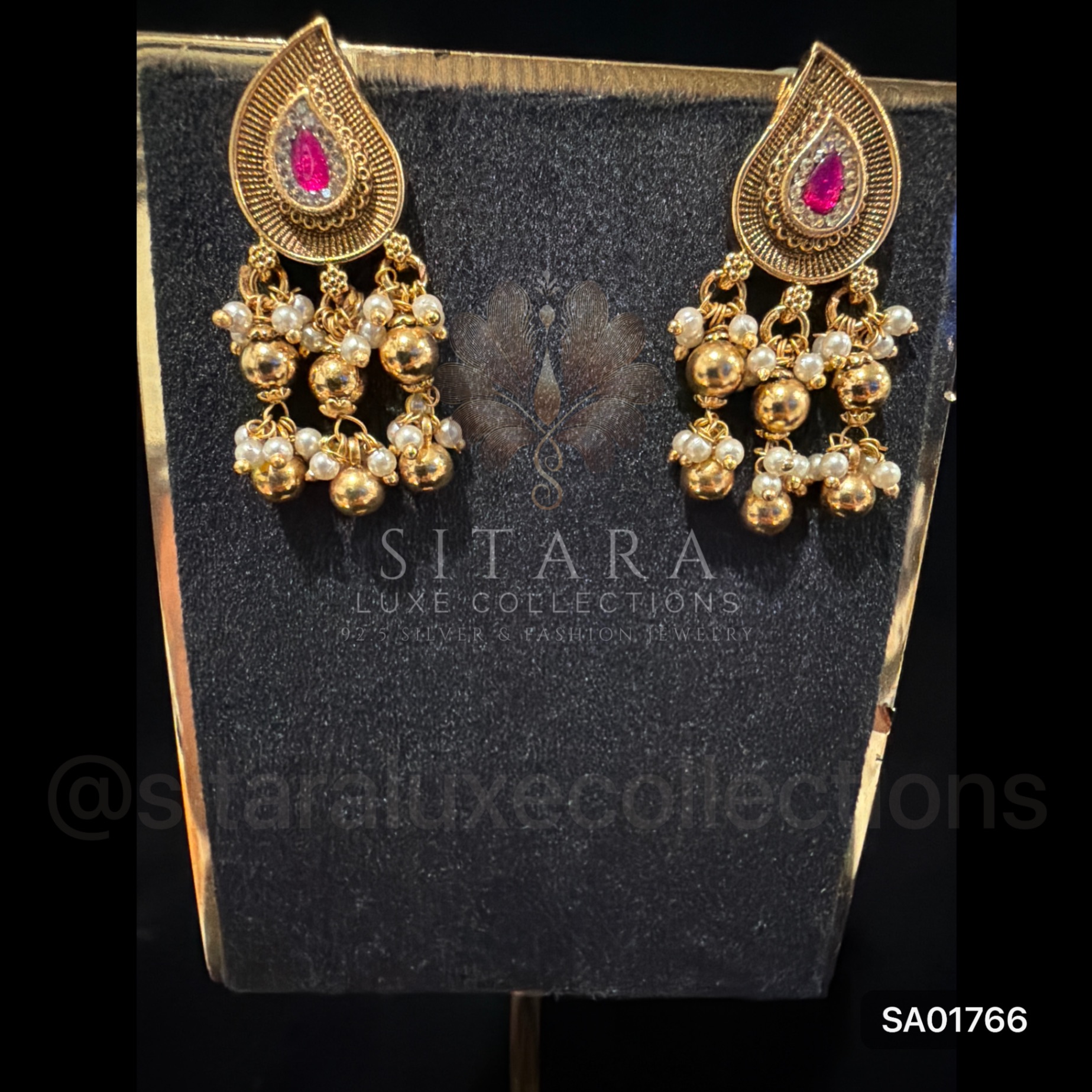 Mango Stud With Gold Drops