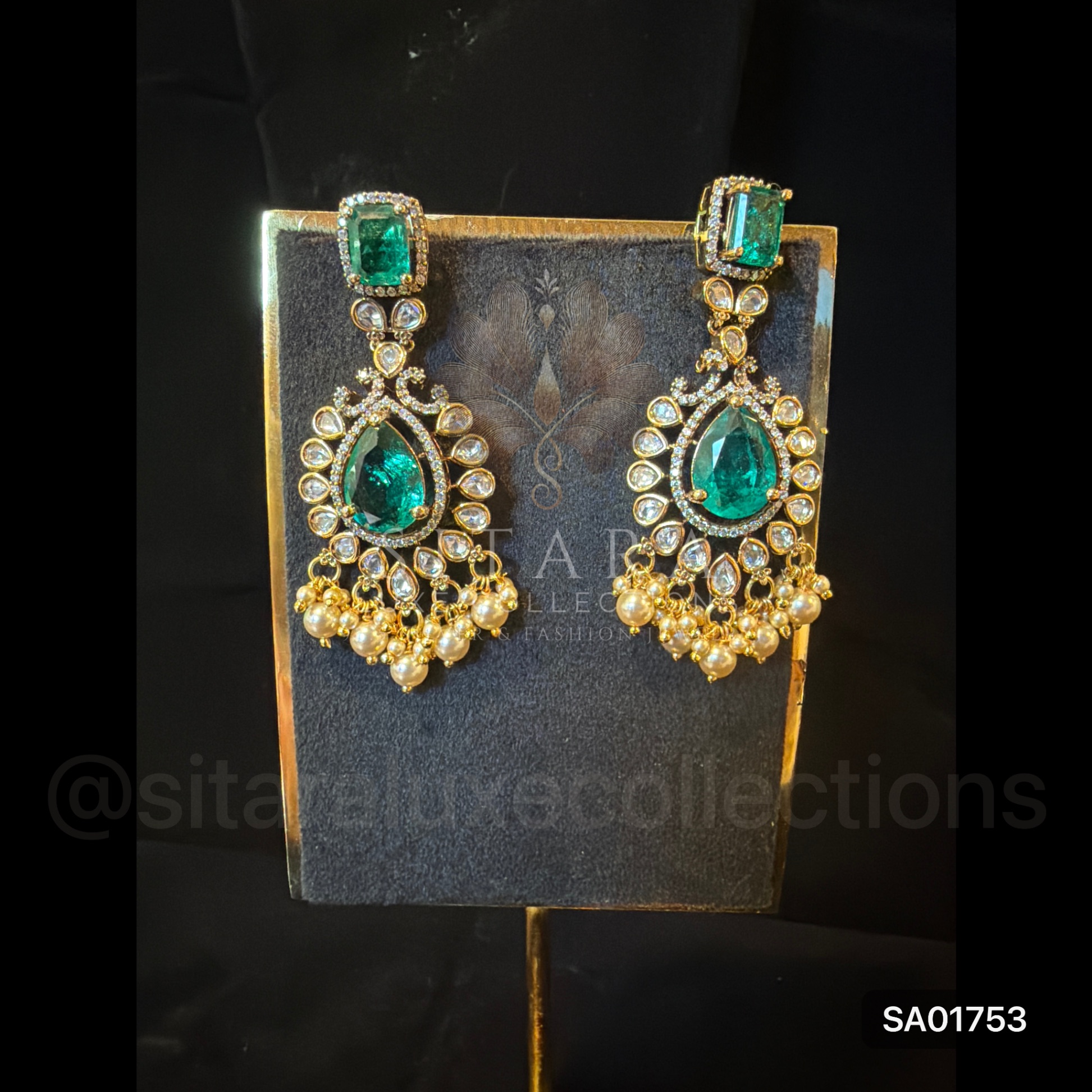 Polki Emerald Earrings