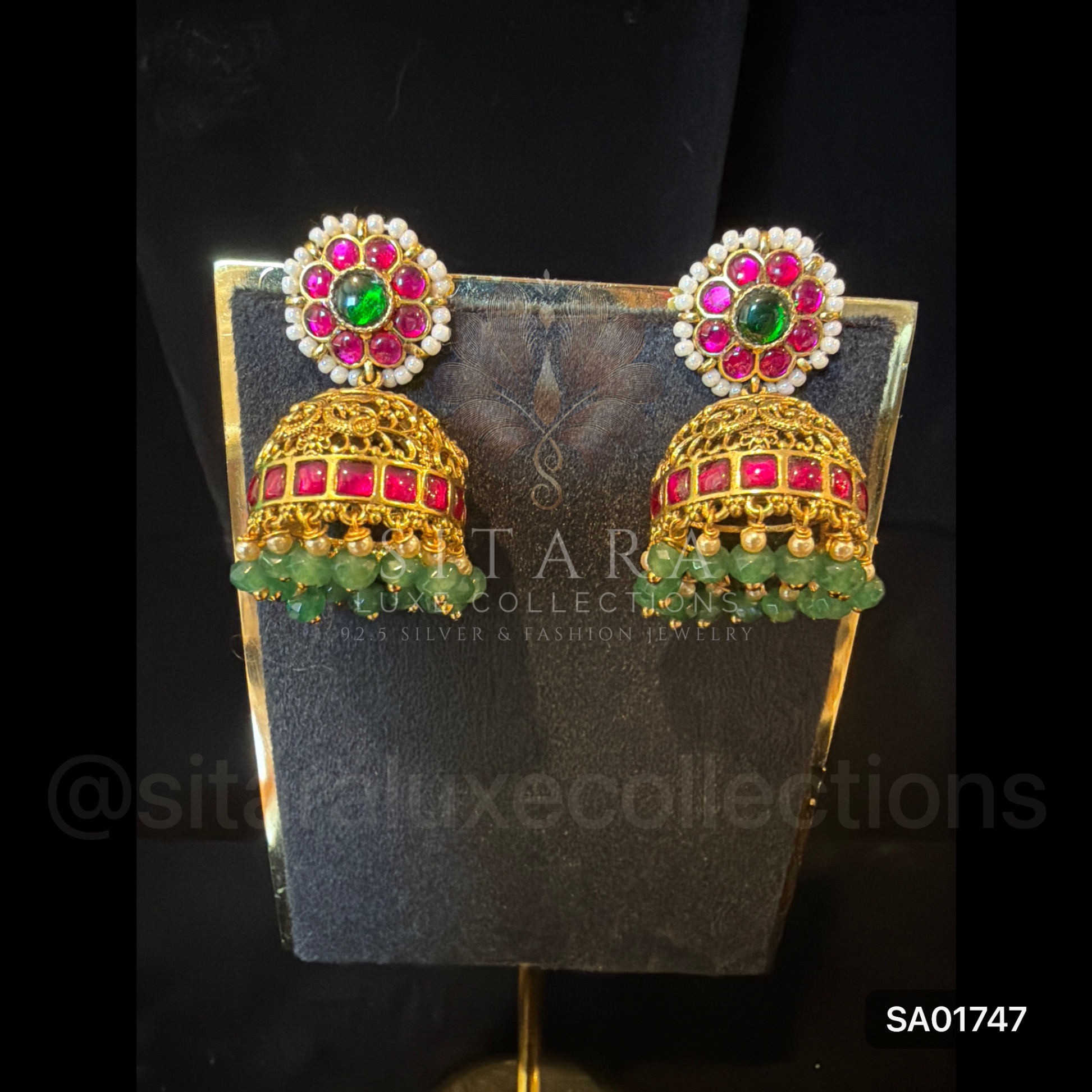 Small Flower Jadau Kundan Jhumka