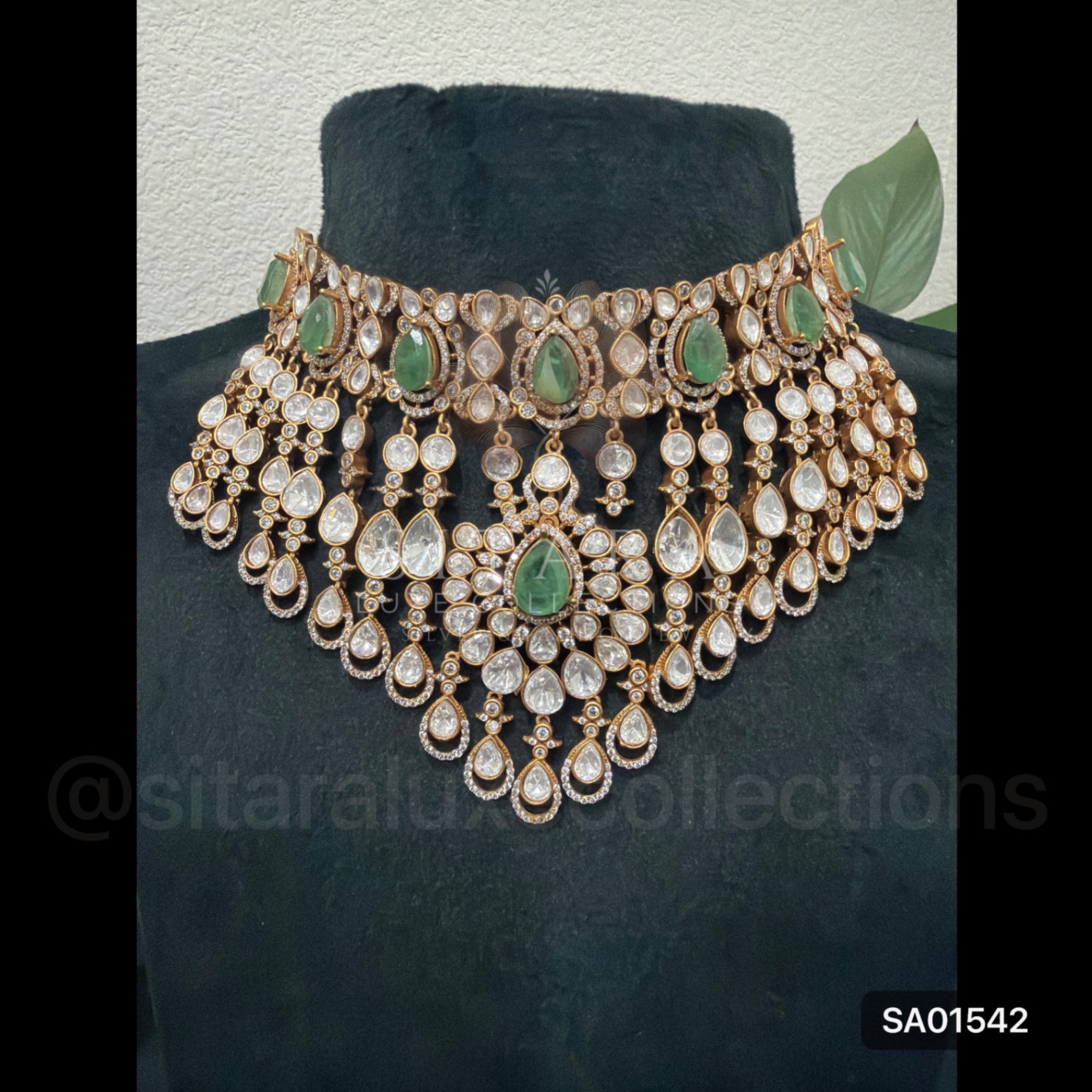 Russian Mint Tassels Moissanite Necklace Set