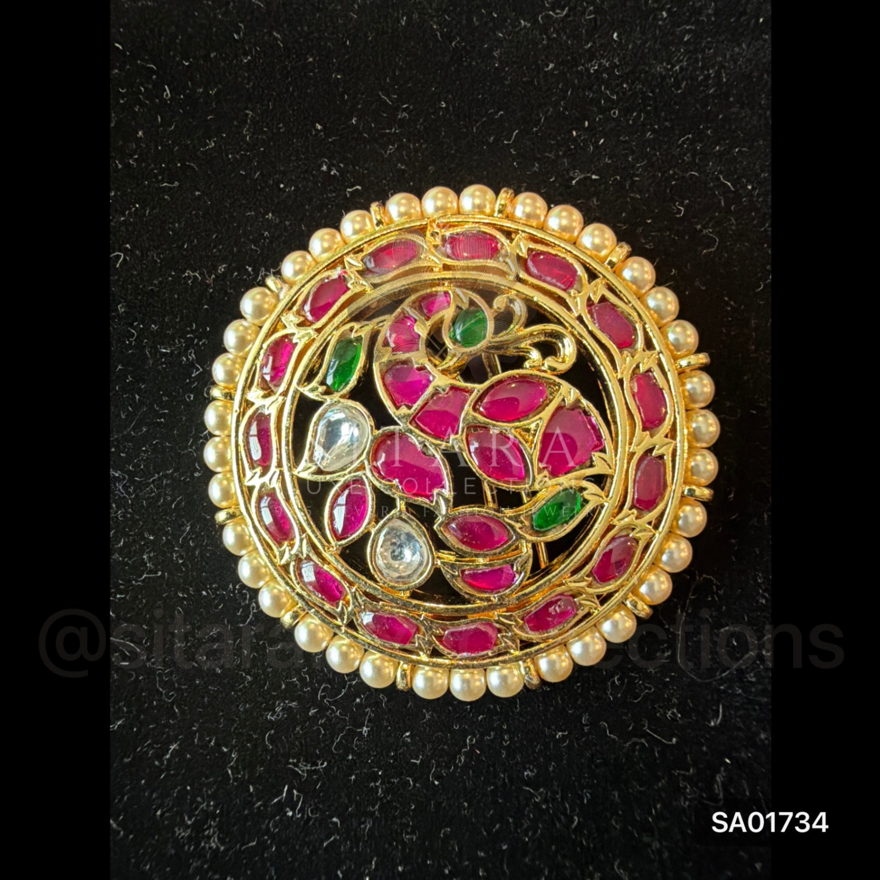 Round Circular Jadau Kundan Hairpin