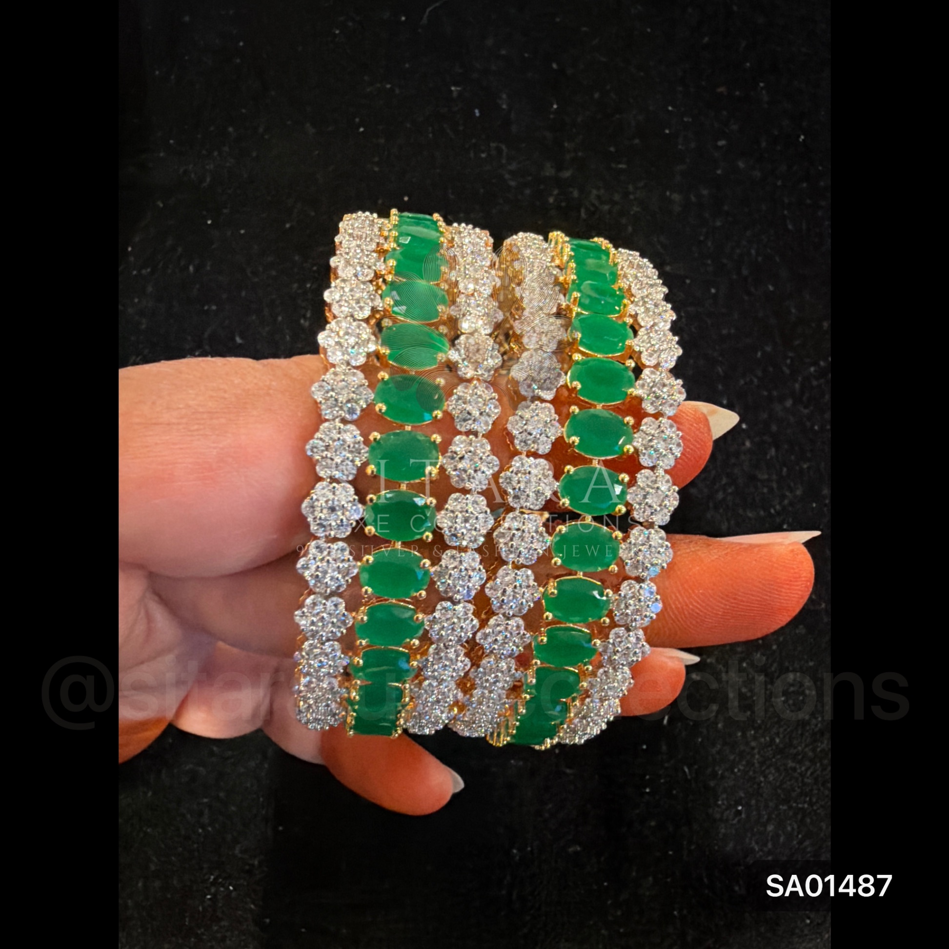 Bridal Openable Emerald CZ Bangle