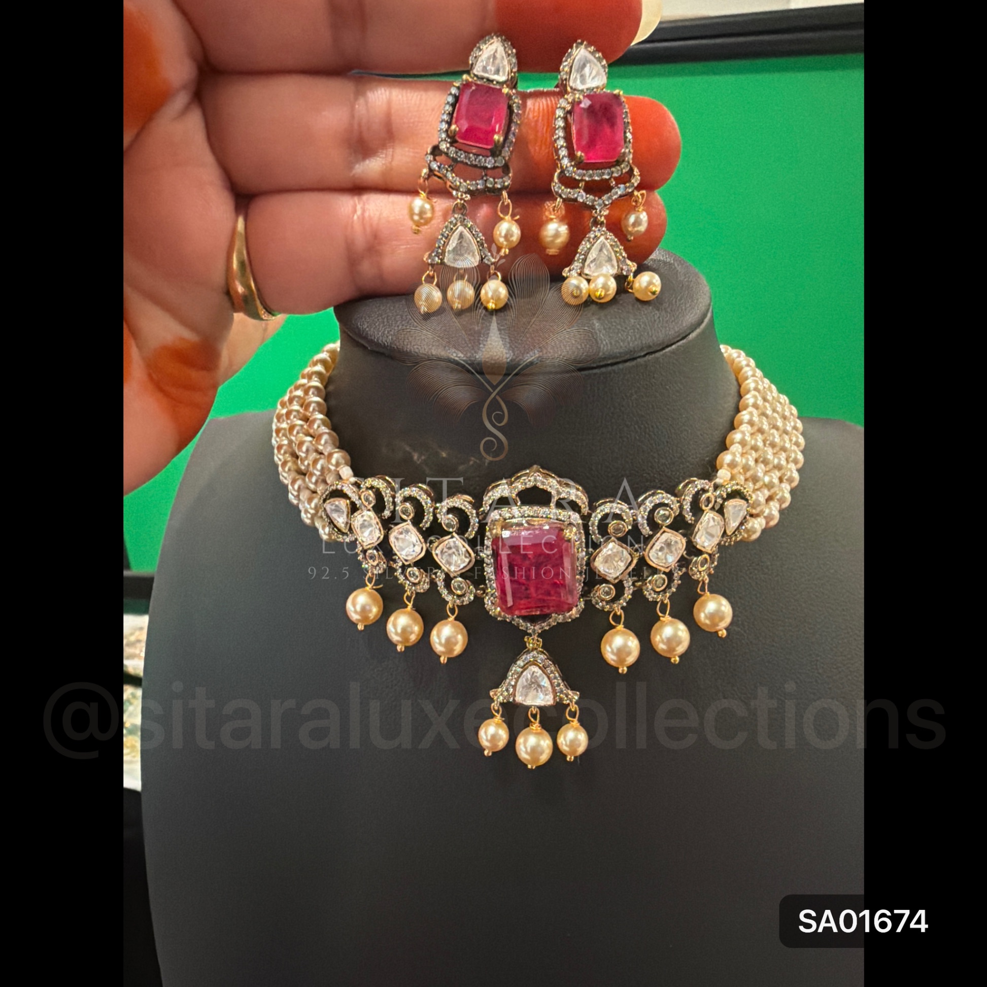 Ruby Moissanite Choker Set