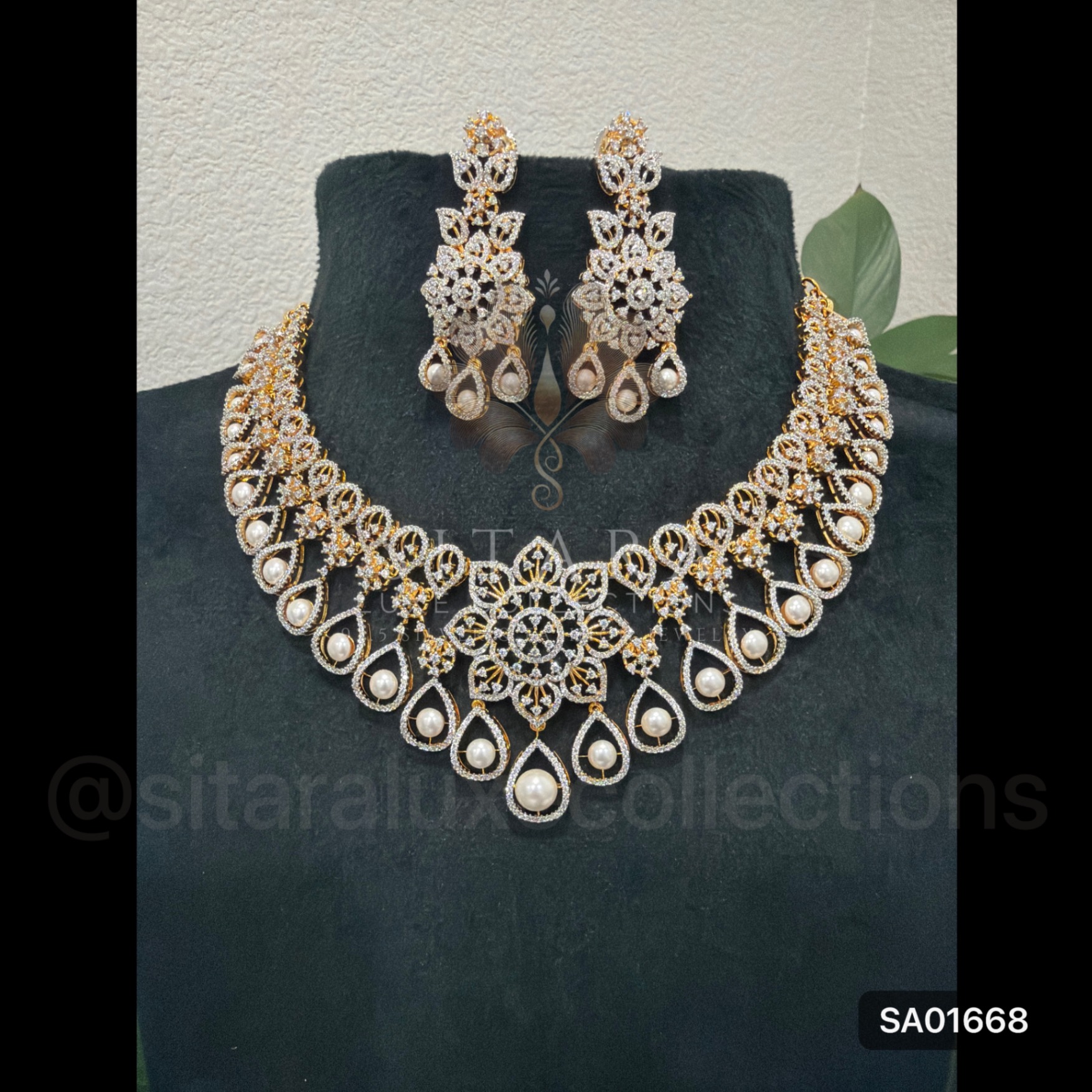Pearl Drop CZ Necklace Set