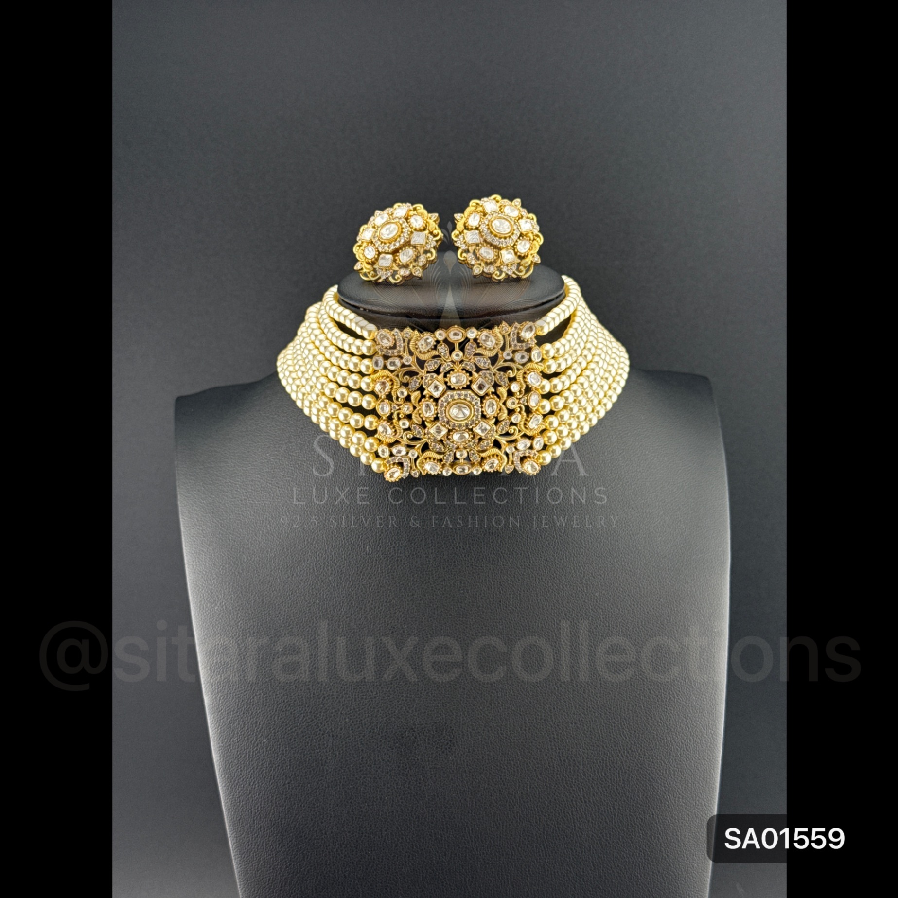 Moissanite & Pearls Choker Set Inspired From Alia Bhatt Styling