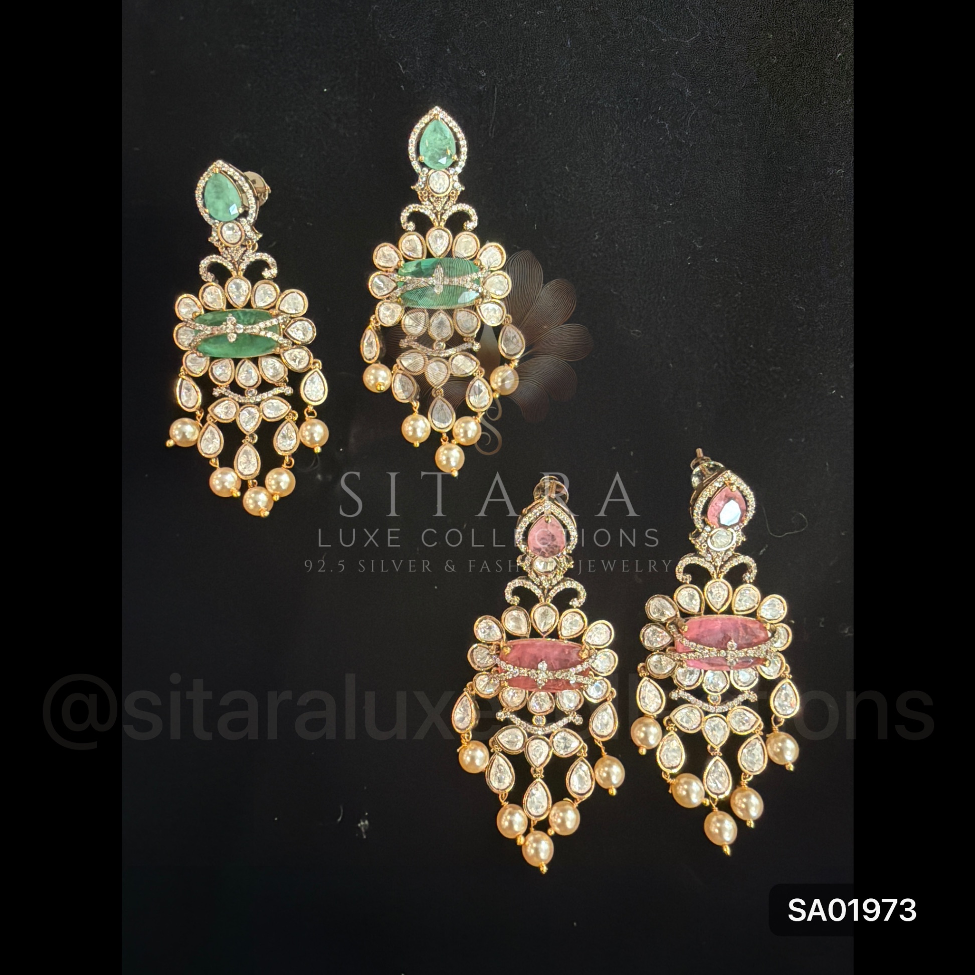 Moissanite Mint/Pink Hangings