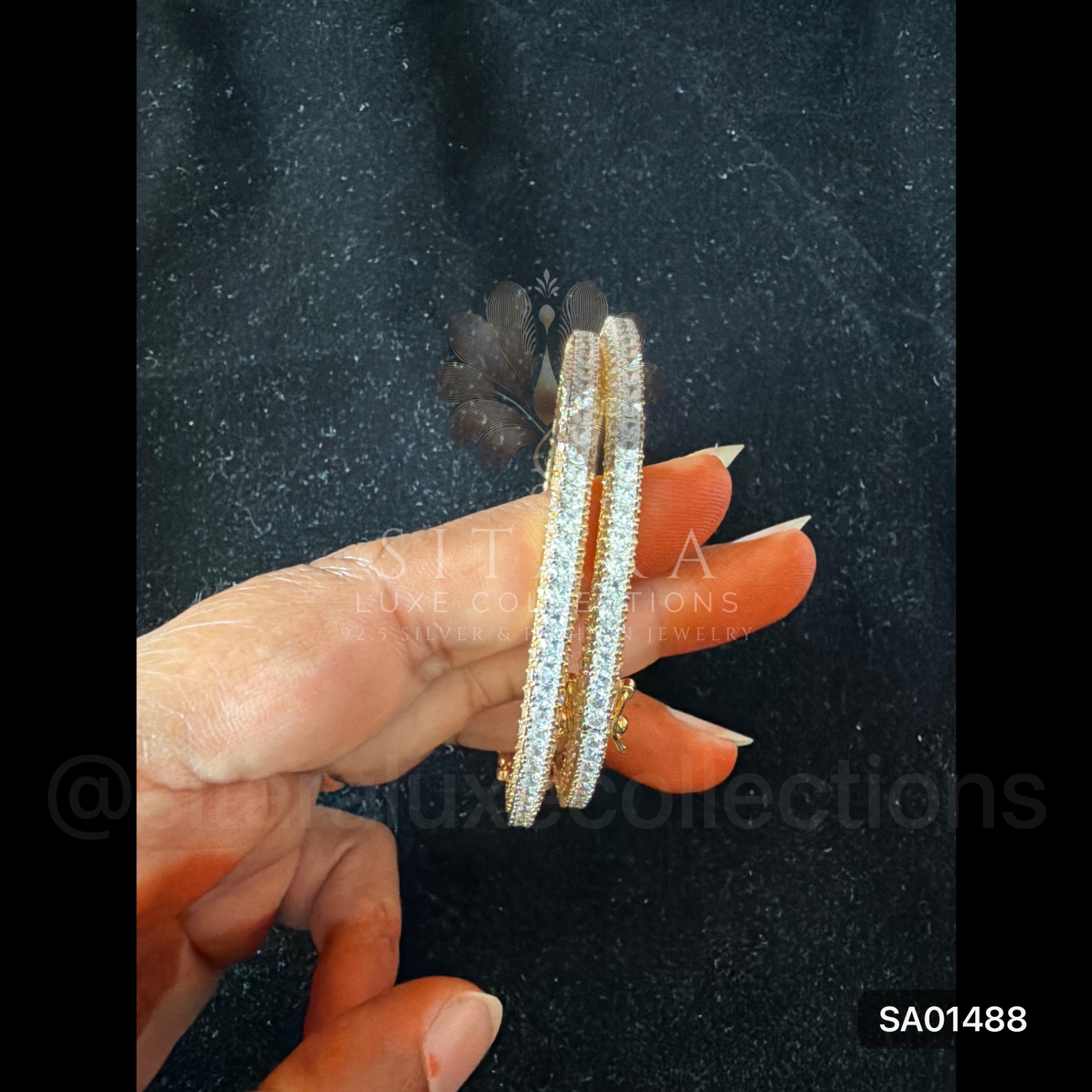 Openable Set Of 2 CZ Bangles With Side Stone