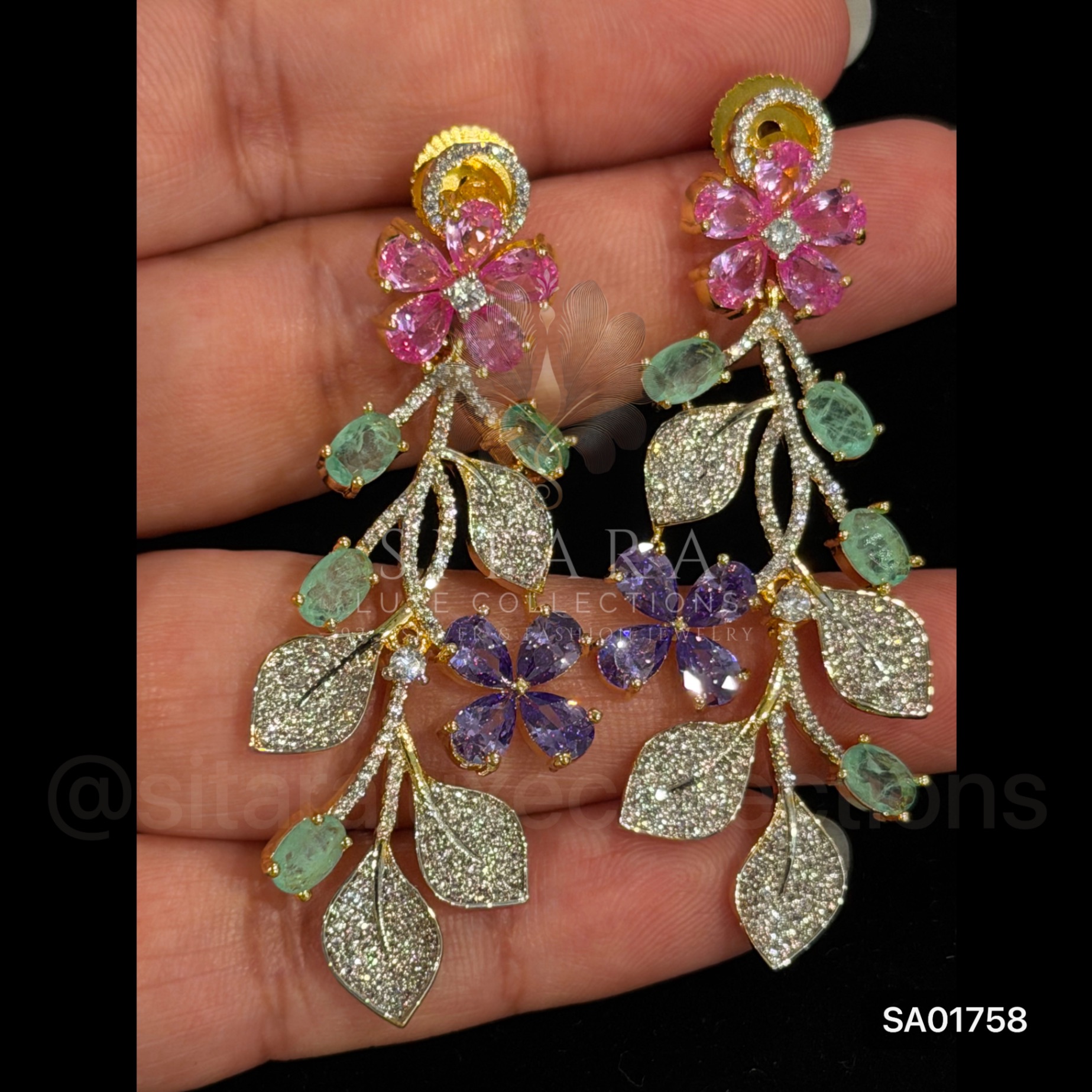 Flower Hanging Semi Precious Beads