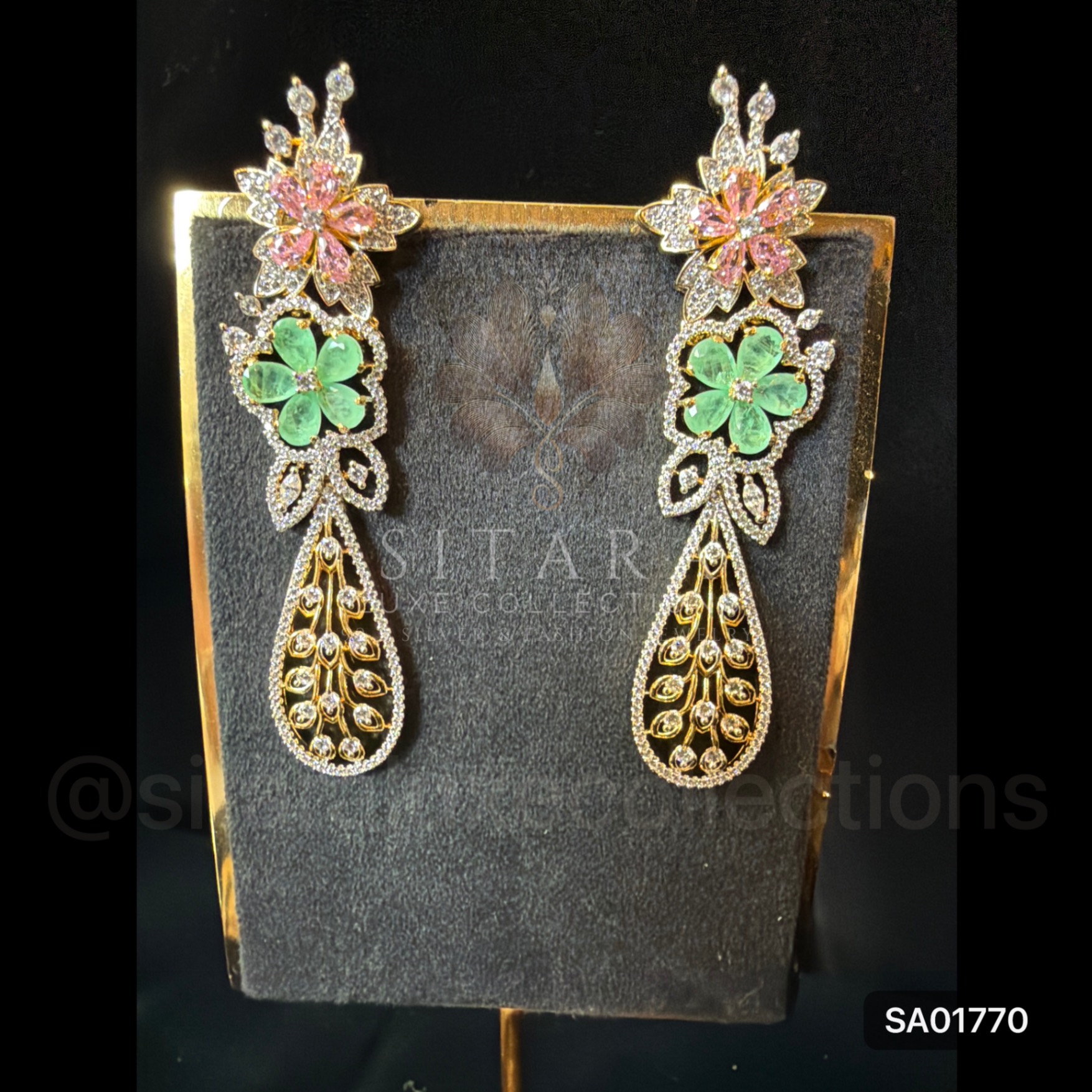 Double Flower CZ Long Hanging