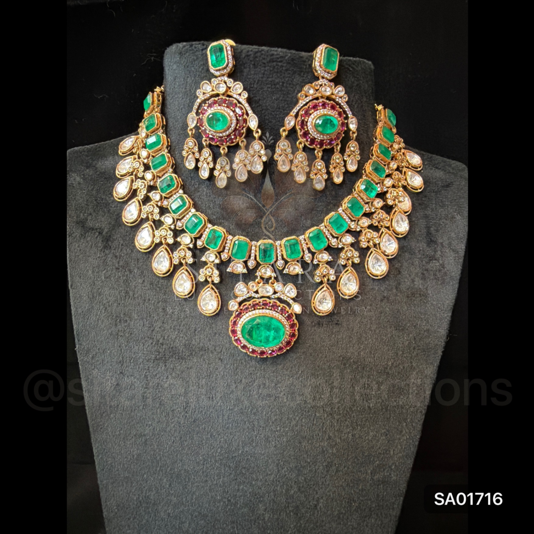 Green And Ruby Combo Moissanite Set