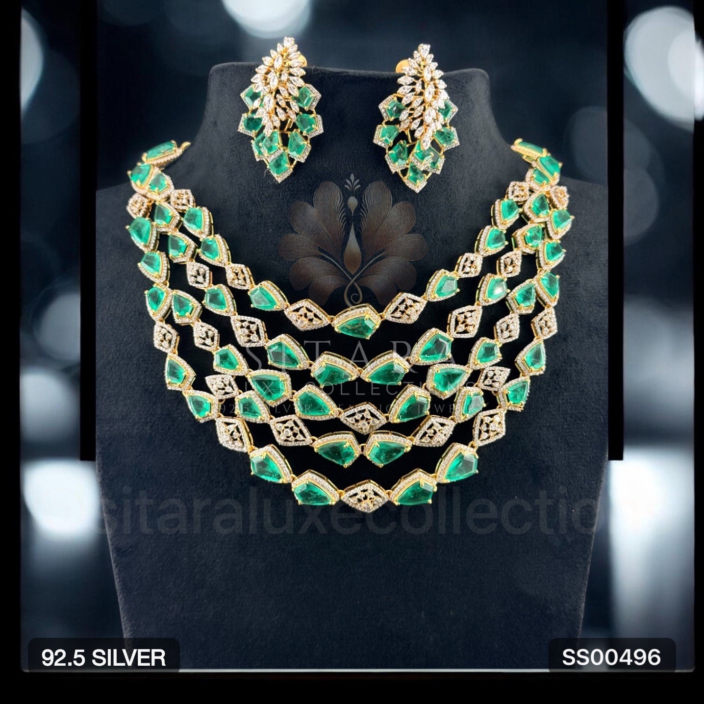 5 Layer Green Moissanite Necklace