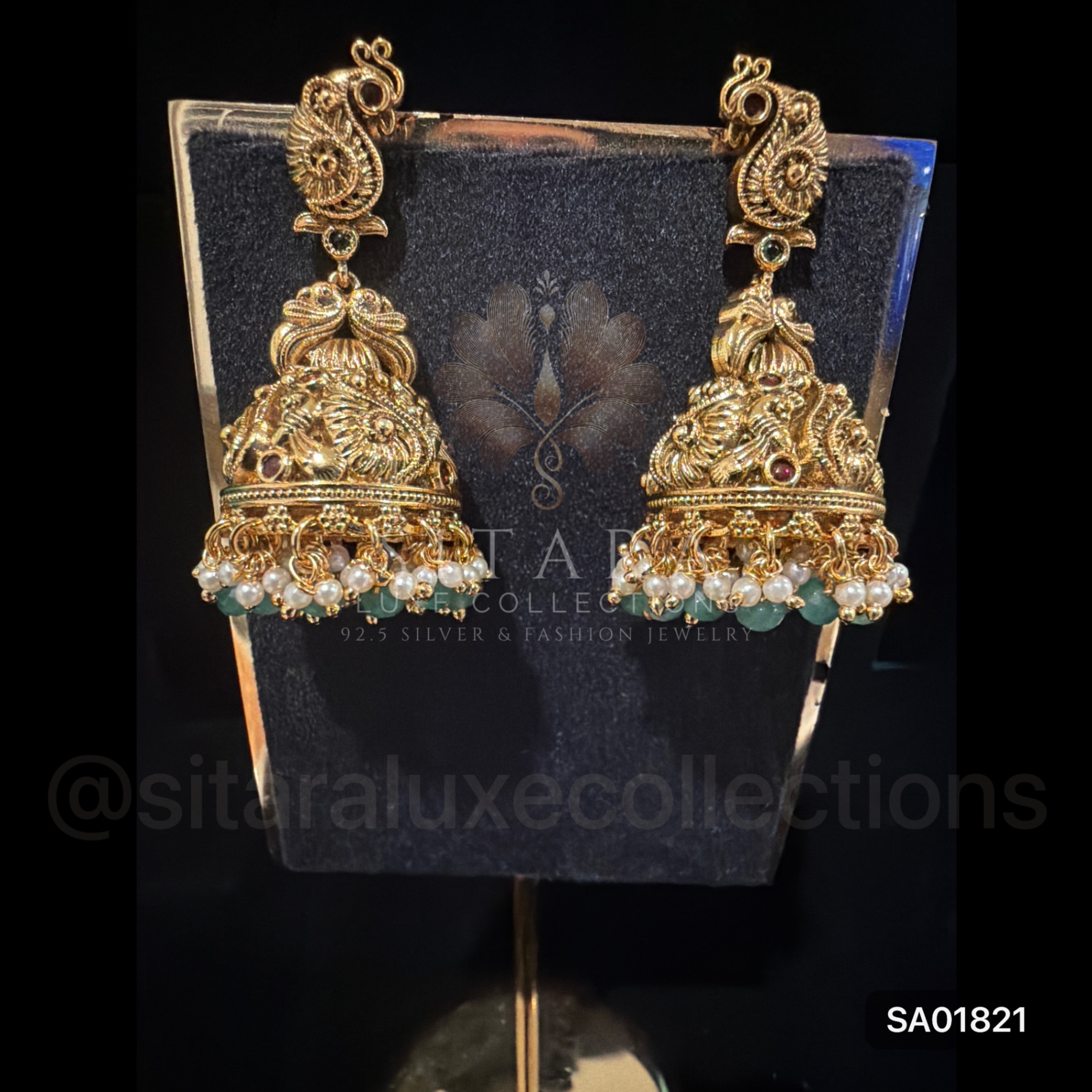 Medium Peacock Temple Jhumka